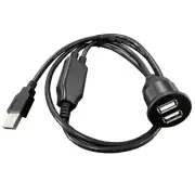 Dual Ports USB2.0 Panel Flush Mount Car Motorcycle Extension Cord 1m/39.37in