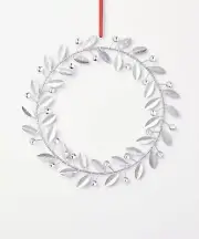Holiday Lane Shimmer and Light Iron Leaves & Jewels Wreath Wall Decoration, S...