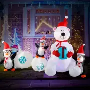 Inflatable Christmas 10FT Snowman Polar Bear Snowball Blow Up Rotating LED Light