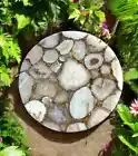 White Agate Round Sofa Center Coffee Table for Home & Living Decor Furniture
