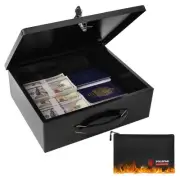 Fireproof Document Box with Key Lock & Fireproof Money Bag,Safe Storage Box f...