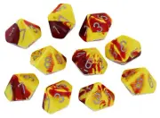 Chessex Gemini Red-Yellow w/Silver Set of Ten d10 Dice