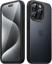 JETech Matte Case for iPhone 15 Pro Max 6.7-Inch, Shockproof Military Grade Drop Protection, Frosted Translucent Back Phone Cover, Anti-Fingerprint (Black)