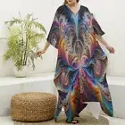 Psychedelic Flowy Kaftan Dress Festival Caftan Goddess New Age Fractal Hippie