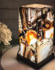 Agate Night LED Lamp, Agate Geode Table Decor Accent Lamp, Decorative Centerpiec