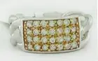LAB CREATED WHITE SAPPHIRE CHAIN LINK RING .925 Sterling Silver - New with Tag