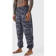 Mens Black Halloween Spider Web Print Lounge Joggers
