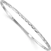[JewelryWeb] 2mm 925 Sterling Silver Slip on Polished Just Like Mommy Sparkle Cut-Slip on Teen Cuff Stackable Bangle Bracelet