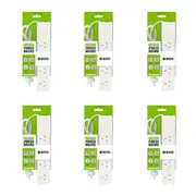 6PK Moki 4 Socket Electrical Powerboard Home/Office Multi Plug Power Strip White