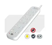 Sansai 6-Way Power Board (661SW) with Individual Switches and Surge Protection Overload Protected Reset button Indicator Light 100CM Lead 240VAC 10A