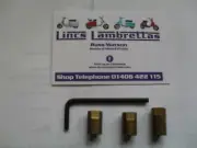 Lambretta scootopia cable trunnion set,set of 3 brass and 1 allen key.