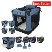 Portable Pet Crate with Carrying Bag, Fleece Bed & Enhanced Safety Zippers
