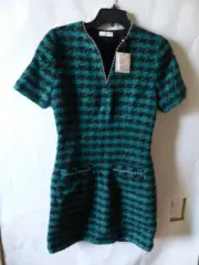 SANDRO PARIS CLYO SHORT TWEED DRESS WITH BRAID TRIM IN US WOMENS SIZE 36 SFPRO01