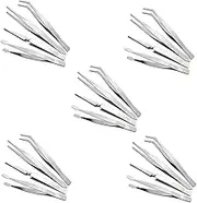 Fahgaer Stainless Steel Combination Tweezers, Elbow Pointed Labor-Saving Pliers, Reverse Flat Mouth Stamp Collection Clip