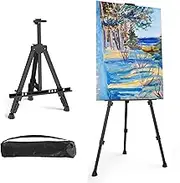 Black Easel Stand for Sign Adjustable Double-Layer Metal Easel for Painting Stand for Canvas, Portable Tripod for Canvas and Display, Includes Carrying Bag, Black, Height 19-62 Inches (49-157 cm)