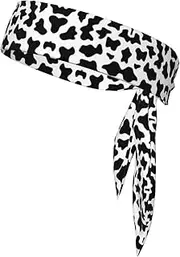 [Ghjkfbf] Black and White Cow Print Print Sports Headband Sweat Wicking Sweatband for Men Women Running Cycling Yoga Fitness Workout
