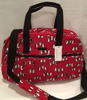 VERA BRADLEY MEDIUM TRAVELER BAG LARGE TOTE OVERNIGHTER $118 PENGUINS RED