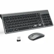 Wireless Keyboard and Mouse with Mouse Pad Ultra Slim Combo, 2.4G USB Quiet C...