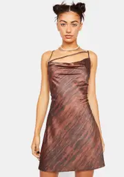[Dolls Kill] Iza Satin Marble Mini Dress