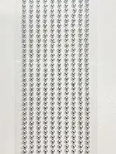 500 x Self Adhesive Pearls Gems 3mm Mini Flat Backed Round Pearls Beads Strips Embellishments (Metallic Silver)