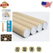 Lightweight Kraft Mailing Tubes - 3x36 in - 4 Pack for Easy Transport & Storage