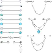 [Adramata] 14G 16G Industrial Piercing Surgical Steel Industrial Bar Piercing Scaffolding Piercing Jewellery Industrial Earrings Piercing Barbell Cartilage Helix Piercing Industrial Piercing Jewellery
