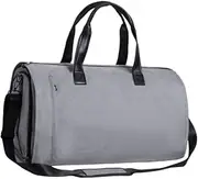 QSTDGVPW Garment Duffel Bag Removable Shoulder Strap Large Tote Weekend Men's Garment Bag, Gray Polyester