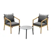 Livsip 3PCS Outdoor Patio Setting Furniture Lounge Set Grey 50cm Coffee Table