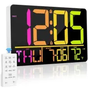 13" Large Digital Wall Clock with Remote, RGB Color Changing, 25 Ringtones, 0...