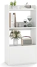 Giantex Bookcase with Drawer, Freestanding Bookshelf w/ 3-Tier Open Shelf, Display Shelf with Anti-Toppling Kits, Storage Rack for Living Room, Study, Kitchen, Office (White)