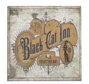 Black Cat Inn Fright This Way Halloween Decor Sign Shelf Sitter Wall Art 5" x 5"