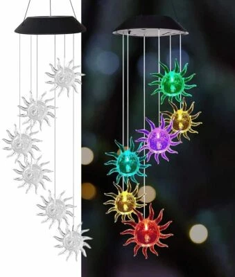 Sun Wind Chimes Led Solar Light Hanging Garden Decor Perfect Gift