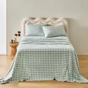 MyHouse Printed Flannelette Sheet Set - Sage Check - Single