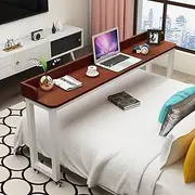 YVYKFZD Portable Overbed Table, Bedside Table with 360° Wheels, Standing Over Bed Table, Rolling Medical Over Bed Desk for Elderly, Hospital Patients, Home(Teak Color,170cm/66.9in)