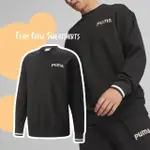 【PUMA】長袖上衣 TEAM CREW SWEATSHIRTS 男款 E.SO 瘦子 黑 羅紋 大學T 衛衣(53969601)