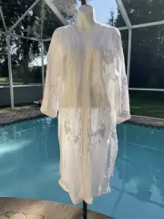 Kyla Seo Celine Jacket Caite Karyn Embroidered Kimono Duster Top Small White NWT