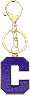 [uxcell] Initial Letter Keychain, Purple A-Z Alphabet Keyring A-Z Letter, Personalized Metal Key Chain for Women Men Gift Purse Handbags Car Key Rings (C)