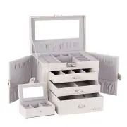 Jewellery Box Storage Display Organiser w/Lock Ring Travel Case Girls Gift 22018