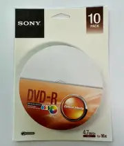 Sony DVD-R 10 Pack, 120min 4.7 GB AccuCORE,16X, Brand New Factory Sealed