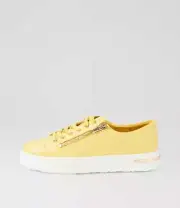 New Django & Juliette Wovi Lemon White Leather Sneakers Womens Shoes Casual