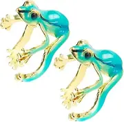Alipis Frog Ring 2pcs Green Frog Jewelry Animal Ring for Women Adjustable Comfortable for Everyday or Special Occasions