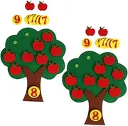 GANAZONO 2Sets Non Woven Apples Tree Counting Set of Digital Game for Safe Math Educational Play for Home Classroom Learning