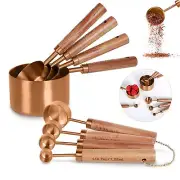 Collection 8 Piece Rose Gold Measuring Cups Set and Measuring Spoons, Golden ...