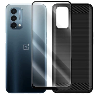 Anti-Bubble HD Screen Protector Carbon Fiber Case for OnePlus Nord N200 5G Phone