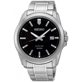 【金台鐘錶】SEIKO 精工 男錶 石英錶 不鏽鋼錶帶 (藍寶石水晶玻璃) 黑色錶盤 SGEH49P1 SGEH49