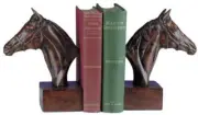Bookends Bookend EQUESTRIAN Lodge Horse Head Resin Hand-Cast Hand-Painted
