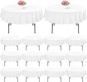 Showgeous 12 Pack Round Tablecloth 70 Inch Round White Table Cloths Polyester Tablecloths for Round Tables Washable Decorative Fabric Table Covers for Wedding Dining Party Banquet Buffet