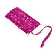 11Yards 0.6 Inch Sequin Braid Trim, Flat Sequins Paillette Ribbon Rose Red