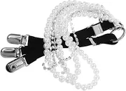 [Healeved] Elastic Pearl Hanger Belt Suspenders Pants under Clothes Suspenders Waist Tightener for Skirts Alloy