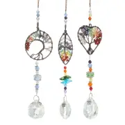 Crystal Suncatcher,1Set Hanging Tree of Life with Prisms Drop Pendant,Colorful